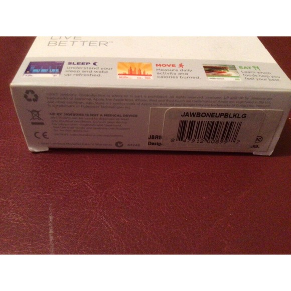 UP Jawbone JBR52a-LG Fitness Calories Exercise Activity Tracker LARGE Black NEW - Picture 5 of 7